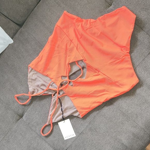 New acacia swimwear red persimmon ribbed kokomo fullpiece one piece swim suit XL - Picture 10 of 11